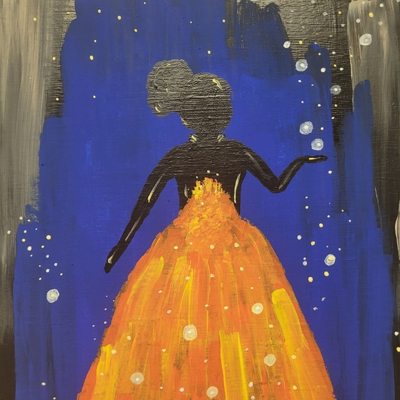 Handpainted Fire Princess acrylic painting - Picture 3 of 3